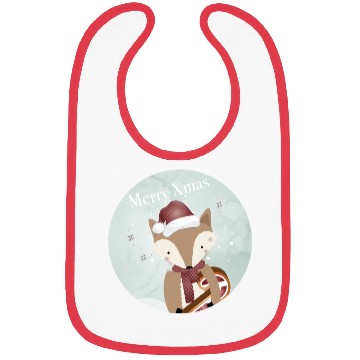 Discover cute fox for Christmas with candy cane Bibs