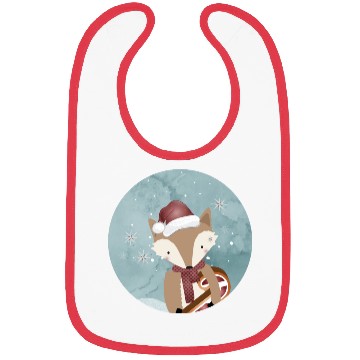 Discover cute fox for Christmas with Santa hat Bibs