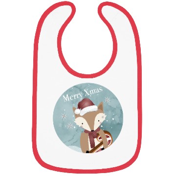 Discover cute fox for Christmas with Santa hat Bibs