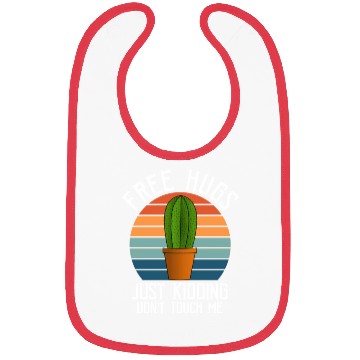Discover Free Hugs Just Kidding Don't Touch Me Retro Cactus Bibs