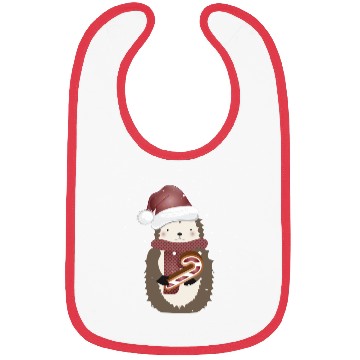 Discover cute hedgehog for christmas with candy cane Bibs