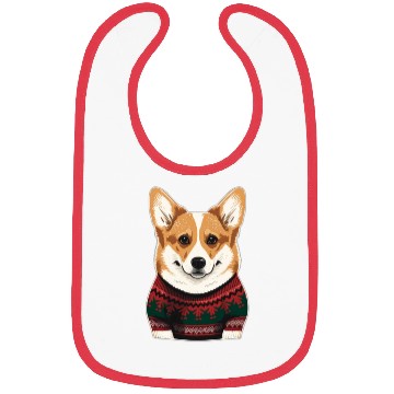 Discover Festive Welsh Corgi in a Christmas Sweater Bibs