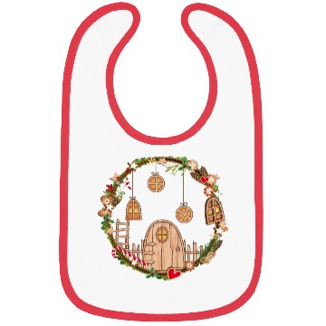 Discover Elf door in Christmas wreath for Christmas Bibs