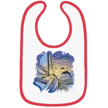 Discover Boat sailing ocean sunset dolphin Boat sailing oce Bibs