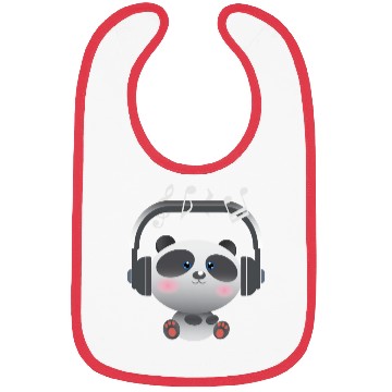 Discover Cute Panda listening music Bibs