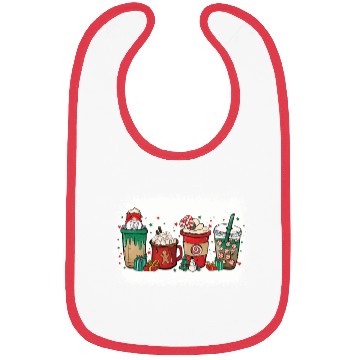 Discover Christmas Coffee Cup Bleached Bibs