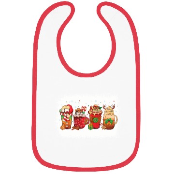 Discover Christmas Coffee Cup Bleached Bibs