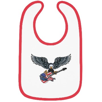 Discover Guitar Eagle USA Flag Patriotic Guitar Lovers US Bibs
