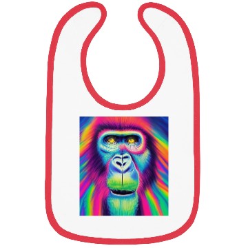 Discover Rainbow monkey abstract portrait , vibrant colors Bibs