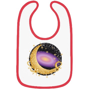 Discover glowing violet galaxy with moon and stars Bibs
