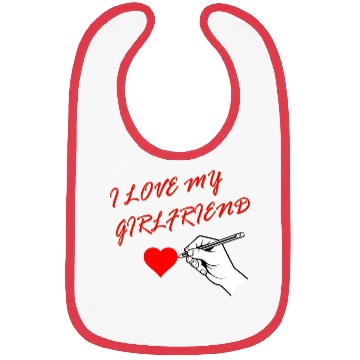 Discover i love my girlfriend red Bibs