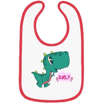 Discover EMILY - Lovely girl name with cute dinosaur Bibs
