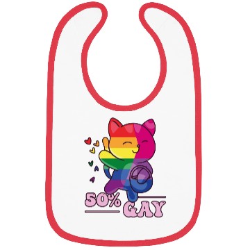 Discover 50% Gay Bi Bisexual Pride Kawaii Cat Kawaii Bibs