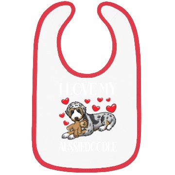 Discover Aussiedoodle Dog With Stuffed Animal Bibs