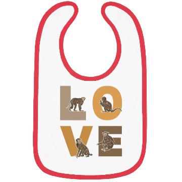 Discover Cute Monkey Lover Orangutan Monkeys LOVE Monkey Bibs