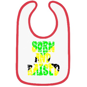 Discover Jamaican Pride 'Born and Raised' Cotton Bibs