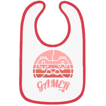 Discover Pink Retro Gamer Valentine Day Bibs