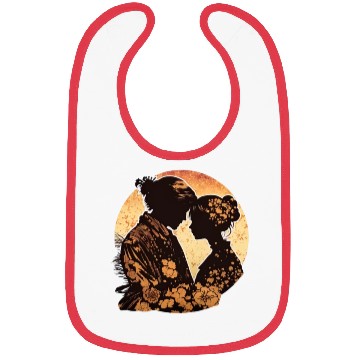 Discover Romantic Embrace, Ukiyo-E Valentine's Day Design, Bibs