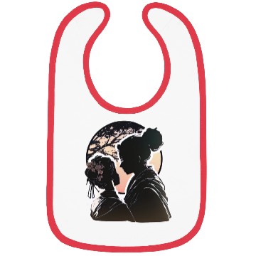 Discover Romantic Embrace, Ukiyo-E Valentine's Day Design, Bibs