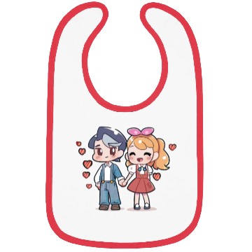 Discover Kawaii Valentine's Day Design, Cute Couple, Bibs