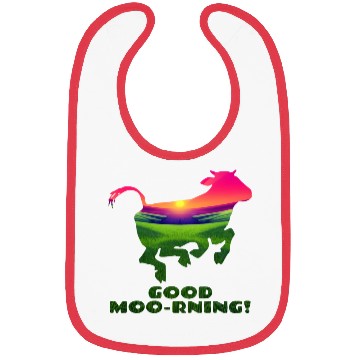 Discover Good Moo-rning! Pop Art Sunrise Leaping Calf Bibs