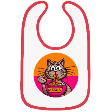 Discover Colorful Ramen Cat Orange and Pink Bibs
