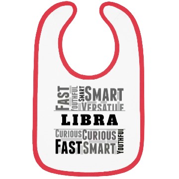 Discover Libra Zodiac Star Sign Word Cloud Square Monochrom Bibs