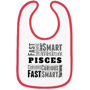 Discover Pisces Zodiac Star Sign Word Cloud Square Monochro Bibs