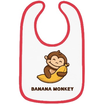 Discover Brown illustrated Monkey and Banana Bibs