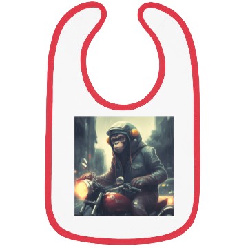 Discover monkey on motorcycle with cool leather jacket Bibs