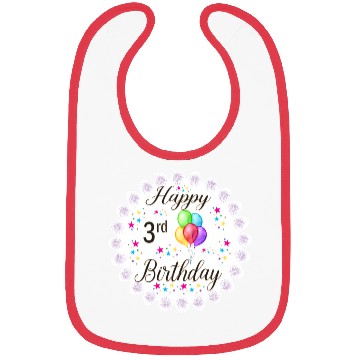 Discover 3rd Happy Birthday with Balloon Bibs