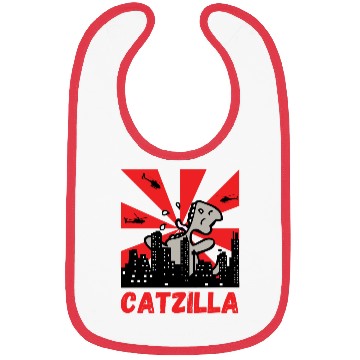 Discover Catzilla funny cat Japanese Sunset Bibs