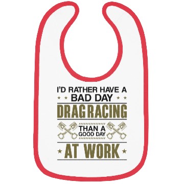 Discover Drag Racing Race Car I'd Rather Bibs
