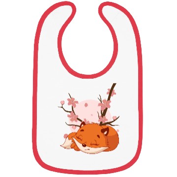 Discover Japanese Fox Cherry blossom Flower sakura kawaii Bibs