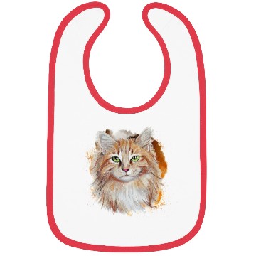 Discover Watercolor Splash Beautiful Brown Cat Bibs