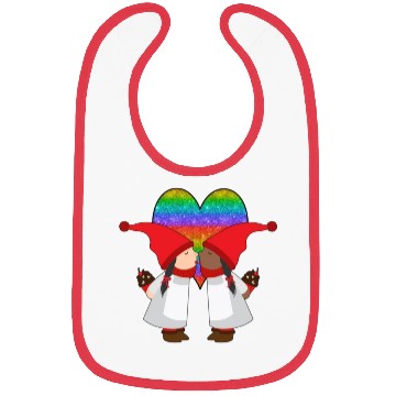 Discover Biracial Lesbian Gnome Valentine Couple Mixed LGBT Bibs