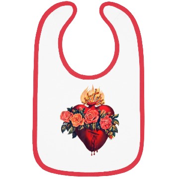 Discover Sacred Heart of Jesus Christ Retro Sunset Art Cath Bibs