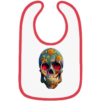 Discover Botanical skull | skull flower potrait Bibs