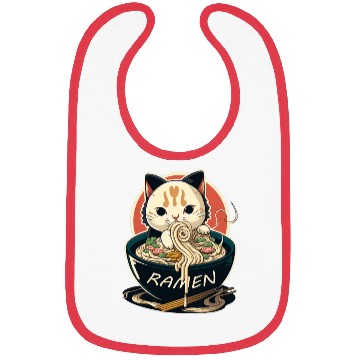 Discover Cute Cat Eating Ramen Bibs