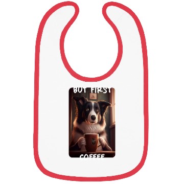 Discover Border Collie - But First Coffee (en) 3 Bibs