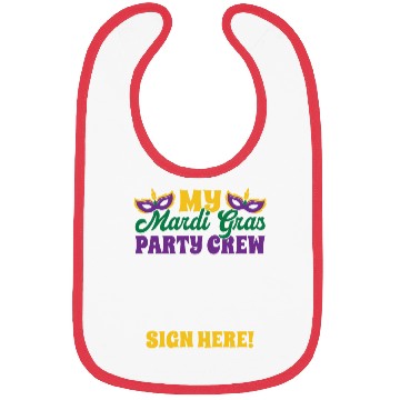 Discover Mardi Gras - Party Crew Sign Here Bibs
