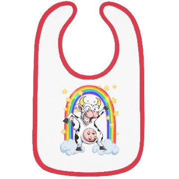 Discover Rainbow cow crazy dancing fun funny Bibs