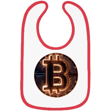 Discover Bitcoin Gold logo Fire futuristic neon light Bibs
