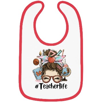 Discover Messy Bun Teacher Life Sublimation Bibs