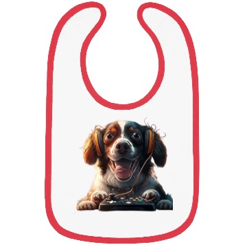 Discover Funny Dog Playing Video Game Bibs