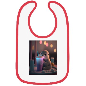 Discover Kawaii Otter Pet Otter Drinking Boba Tea Bibs