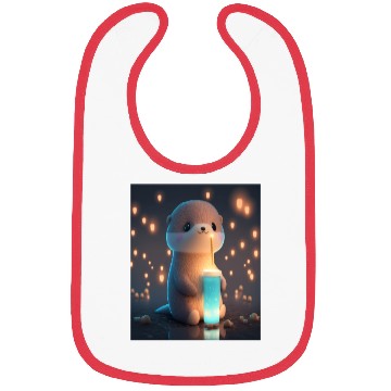 Discover Kawaii Otter Pet Otter Drinking Boba Tea Bibs