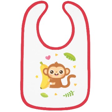 Discover Cute Monkey and Banana Pattern 2 Bibs