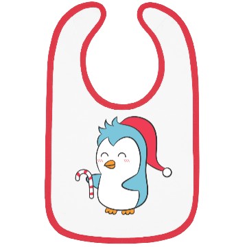 Discover Cute Penguin with Christmas Hat and Candy Cane Bibs