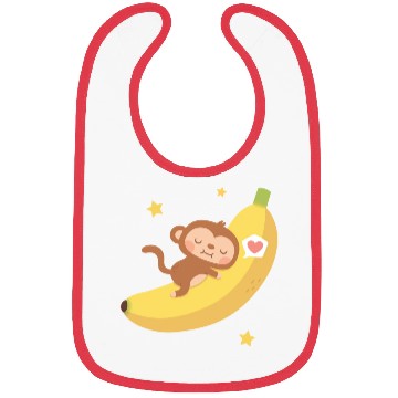 Discover Cute Monkey Hugging Banana Moon Bibs